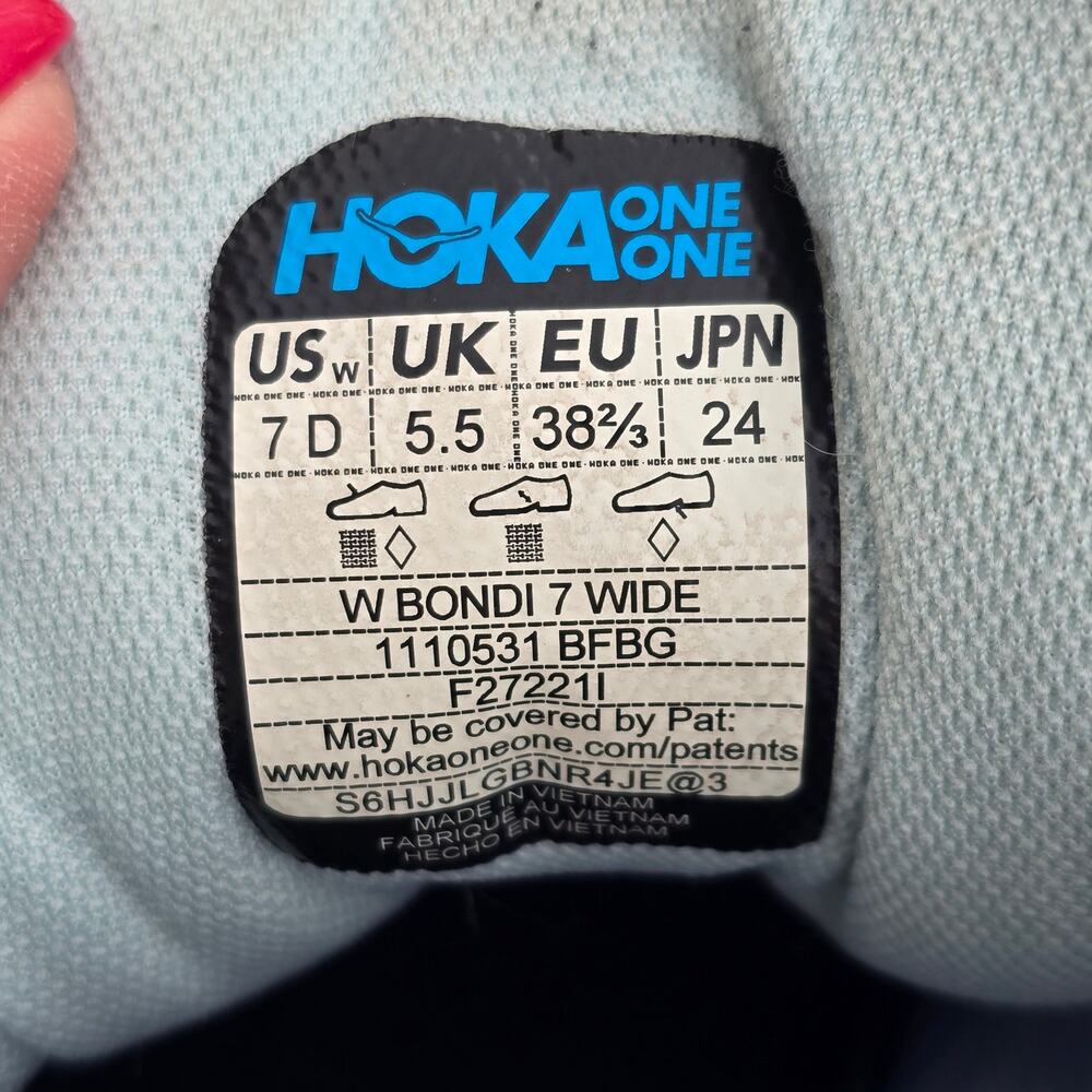 Hoka One Women's Bondi 7 Running Shoes Blue, Size 7 D Wide - Picture 6 of 6
